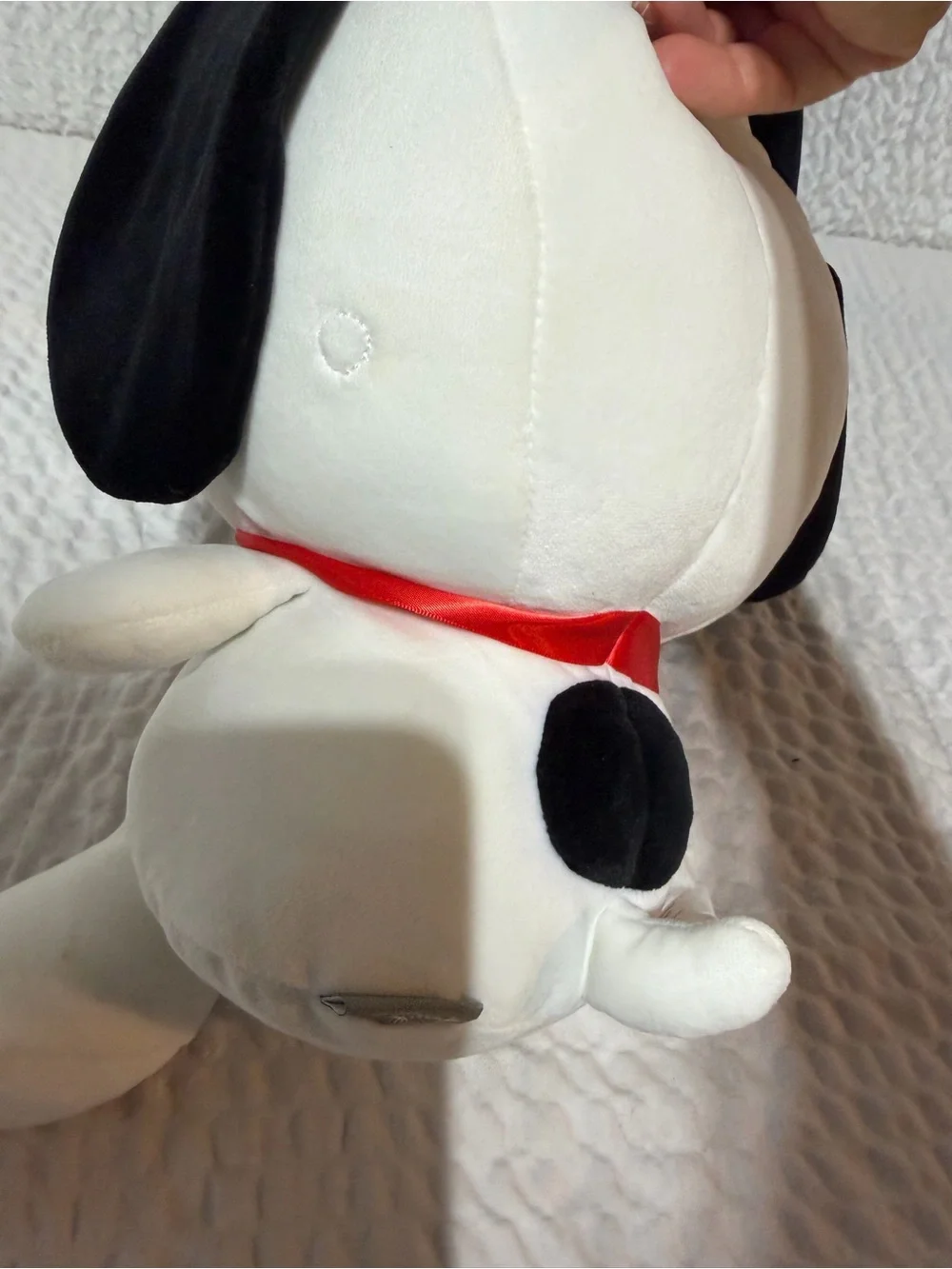 Plush White and Black Dog Plush Toy with Pink Cheeks